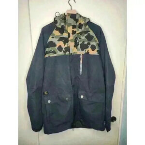 DC Men's PARKA Anorak Snowboarding Jacket Sz Large 15k Waterproof Black/Camoufla